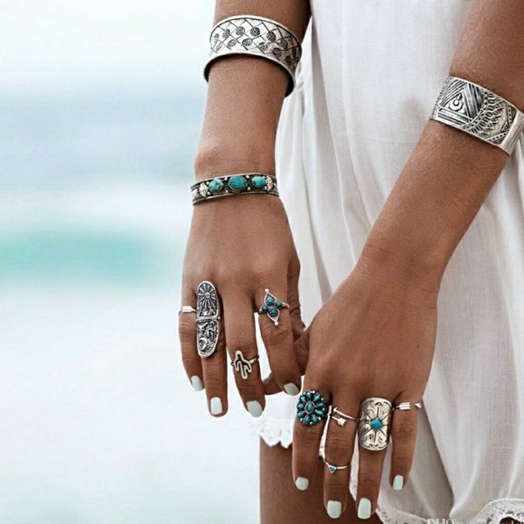 **SOLD OUT***- 8 per PKG BOHEMIAN SILVER RINGS - Picture 3 of 6